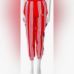 Adidas Women’s Ji Won Choi Track Pants Red and White Striped Joggers